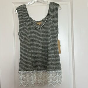 Takara Knit Top, Size L.  Taupe/Gray/Cream
